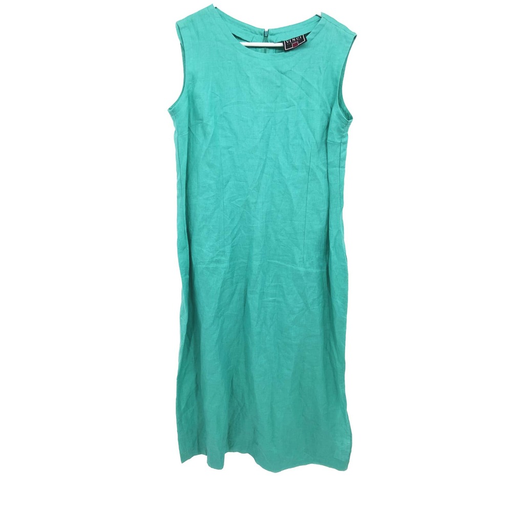 Vinci Clothiers Turquoise 100% Linen Midi Dress Size 20